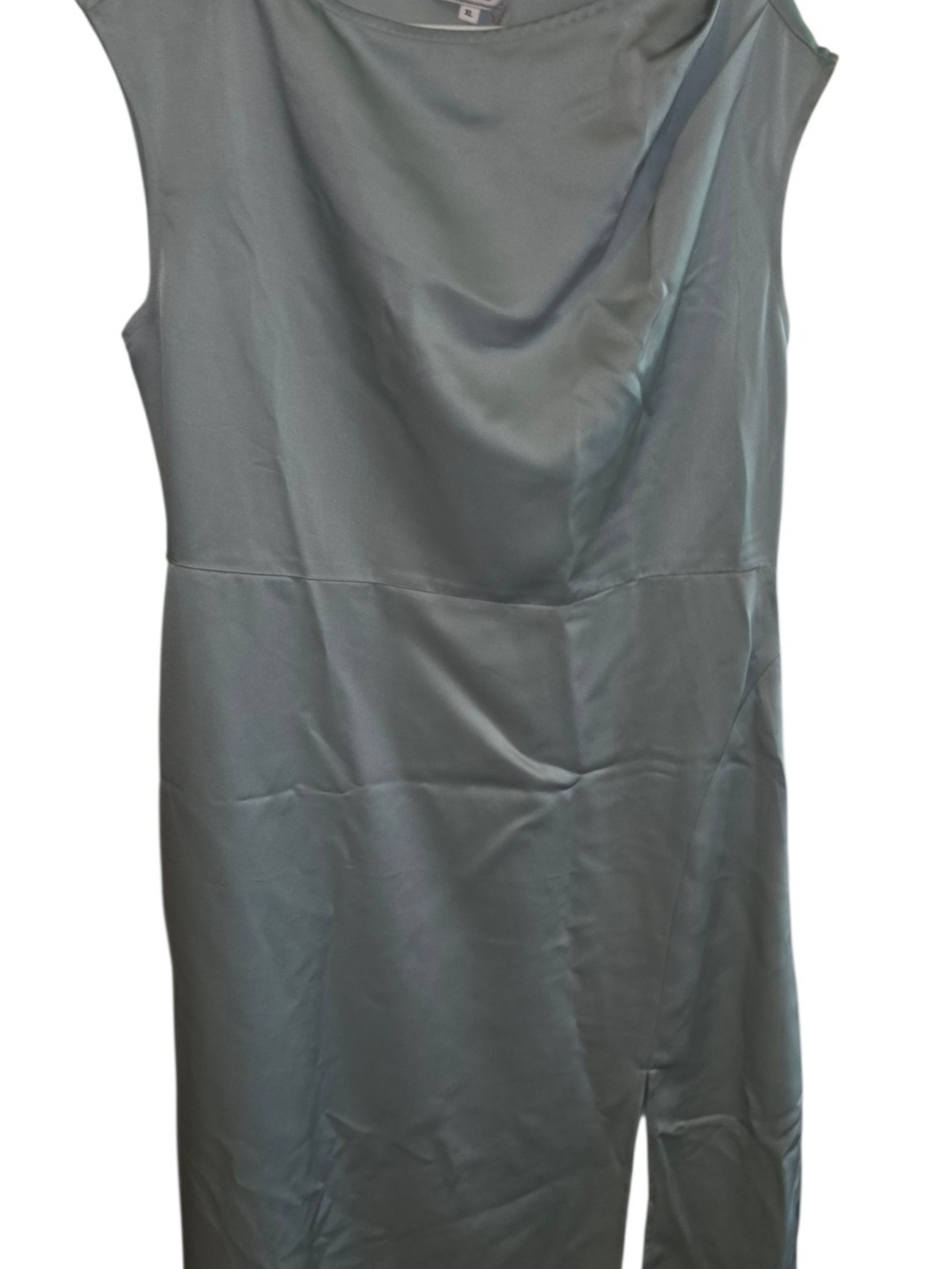 RIHOAS Sage Satin Cowl Neck Midi Dress with Side Slit - Picture 10 of 11